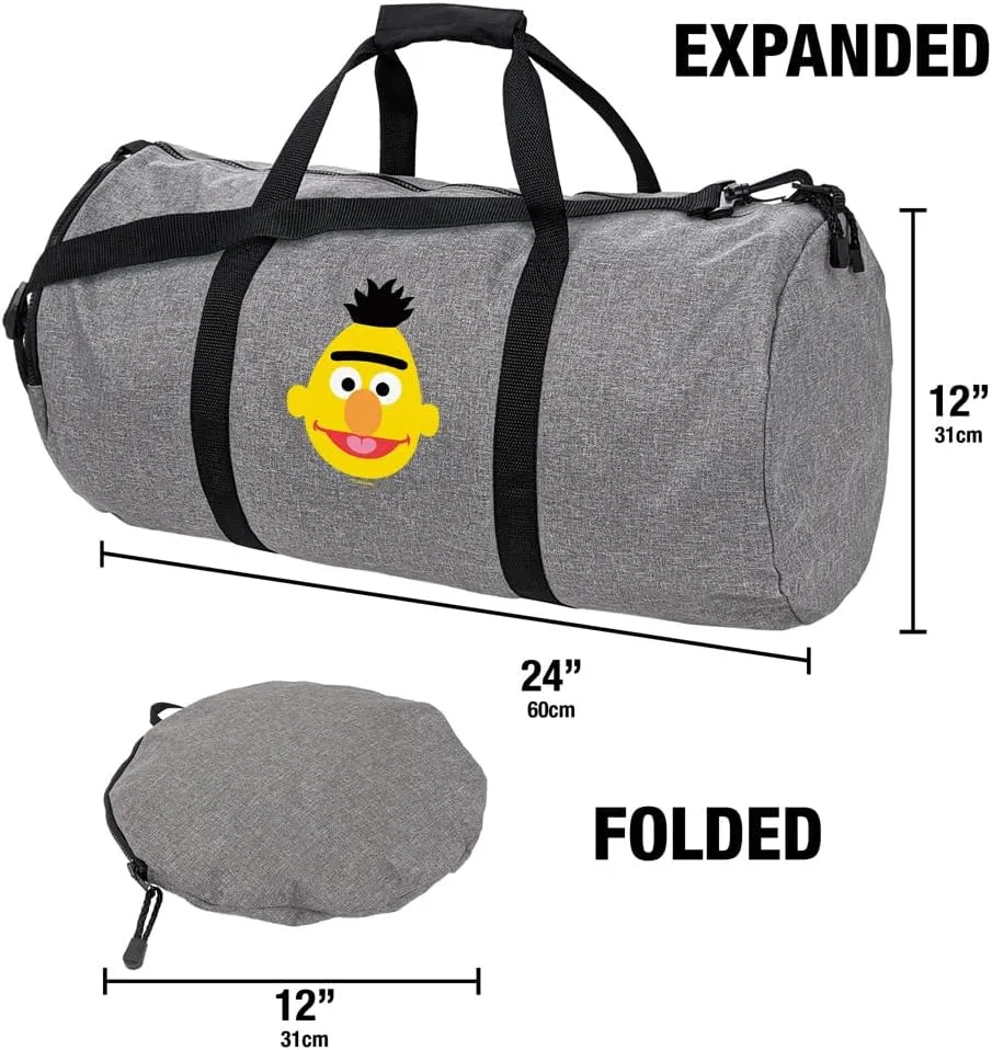 Sesame Street Bert Head Lightweight Duffel Bag for Sports and Gym Packable for Travel