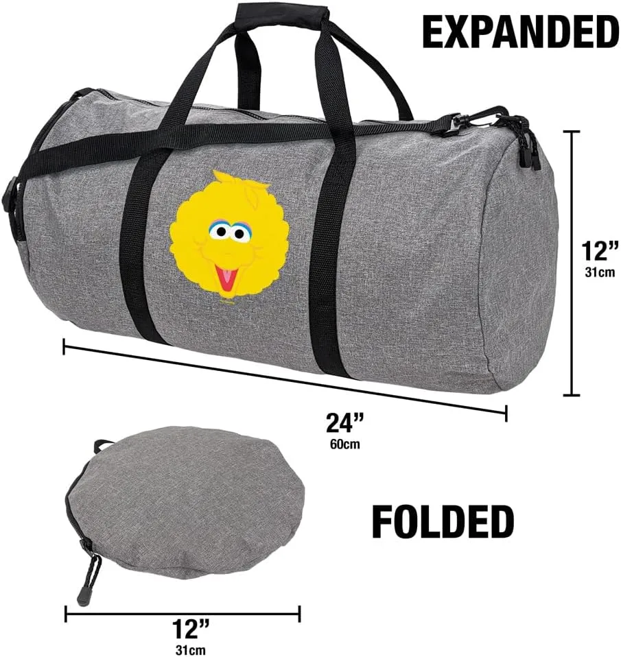 Sesame Street Big Bird Head Lightweight Duffel Bag for Sports and Gym Packable for Travel