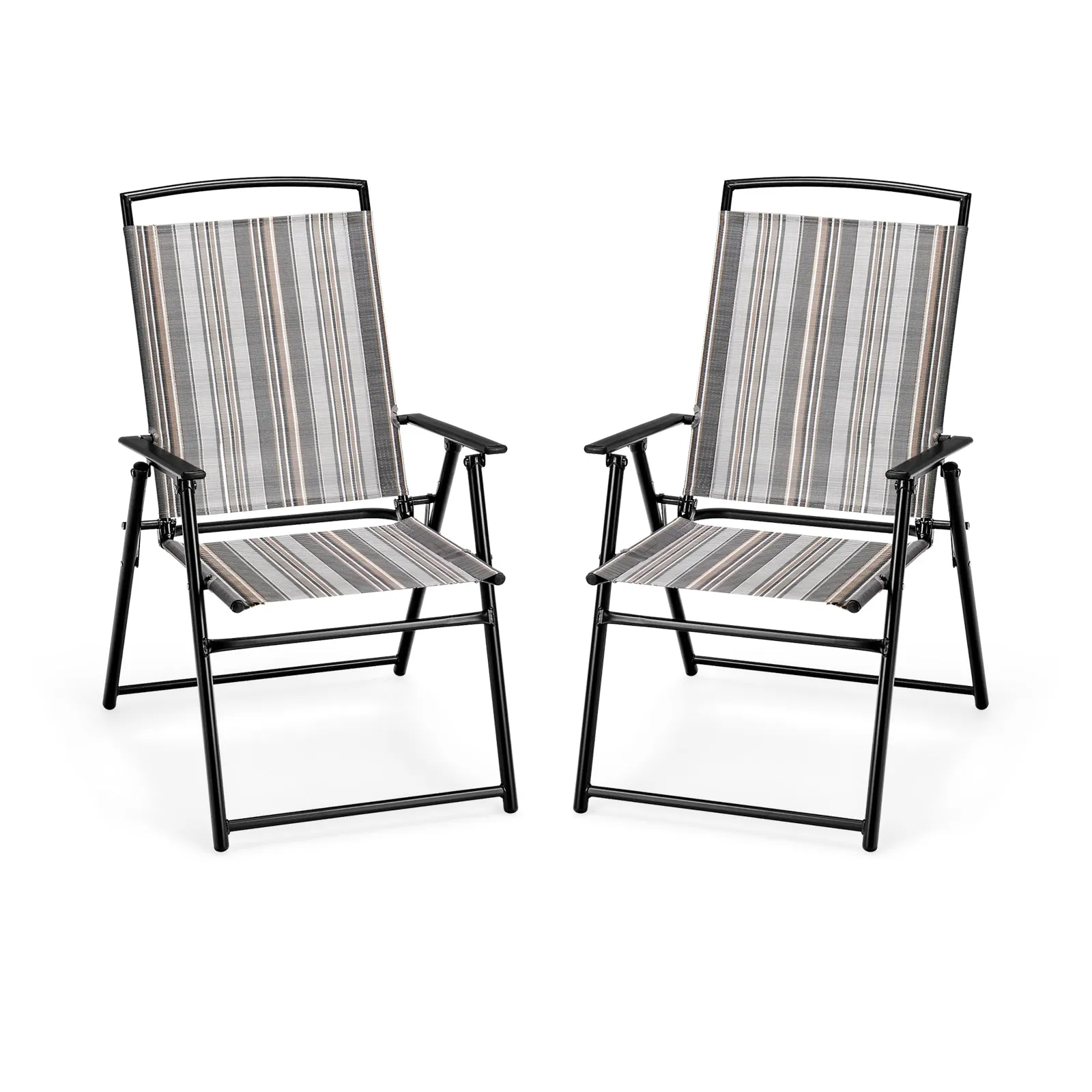 Set of 2 Patio Folding Sling Chairs Space-saving Dining Chair