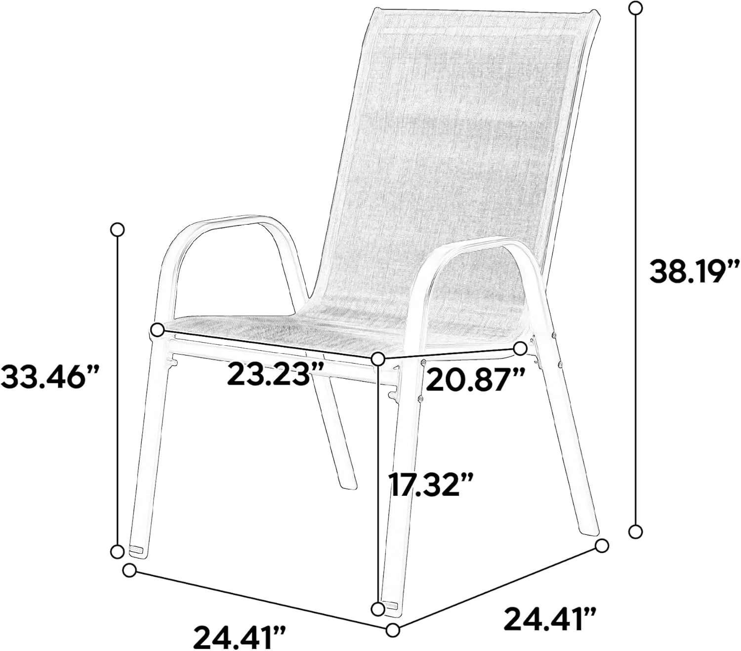 Sets of 2 Patio Chair,Outdoor Camping Chair with Breathable Textilene Fabric,High Back Lawn Chair with Armrest for Patio, Garden, Poolside (Gray)