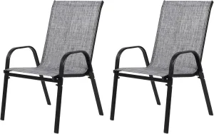 Sets of 2 Patio Chair,Outdoor Camping Chair with Breathable Textilene Fabric,High Back Lawn Chair with Armrest for Patio, Garden, Poolside (Gray)