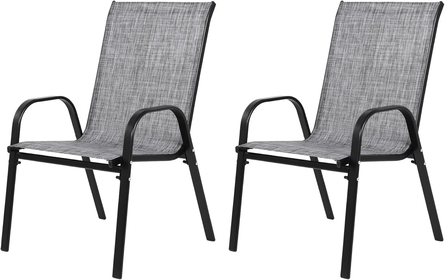 Sets of 2 Patio Chair,Outdoor Camping Chair with Breathable Textilene Fabric,High Back Lawn Chair with Armrest for Patio, Garden, Poolside (Gray)