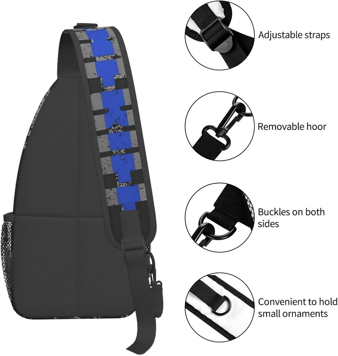 Sheriff Thin Blue Line Ation Flag Crossbody Backpack Dachshunds Dog Chest Bag Lightweight One Strap Backpack Multipurpose Travel Hiking For Men Women