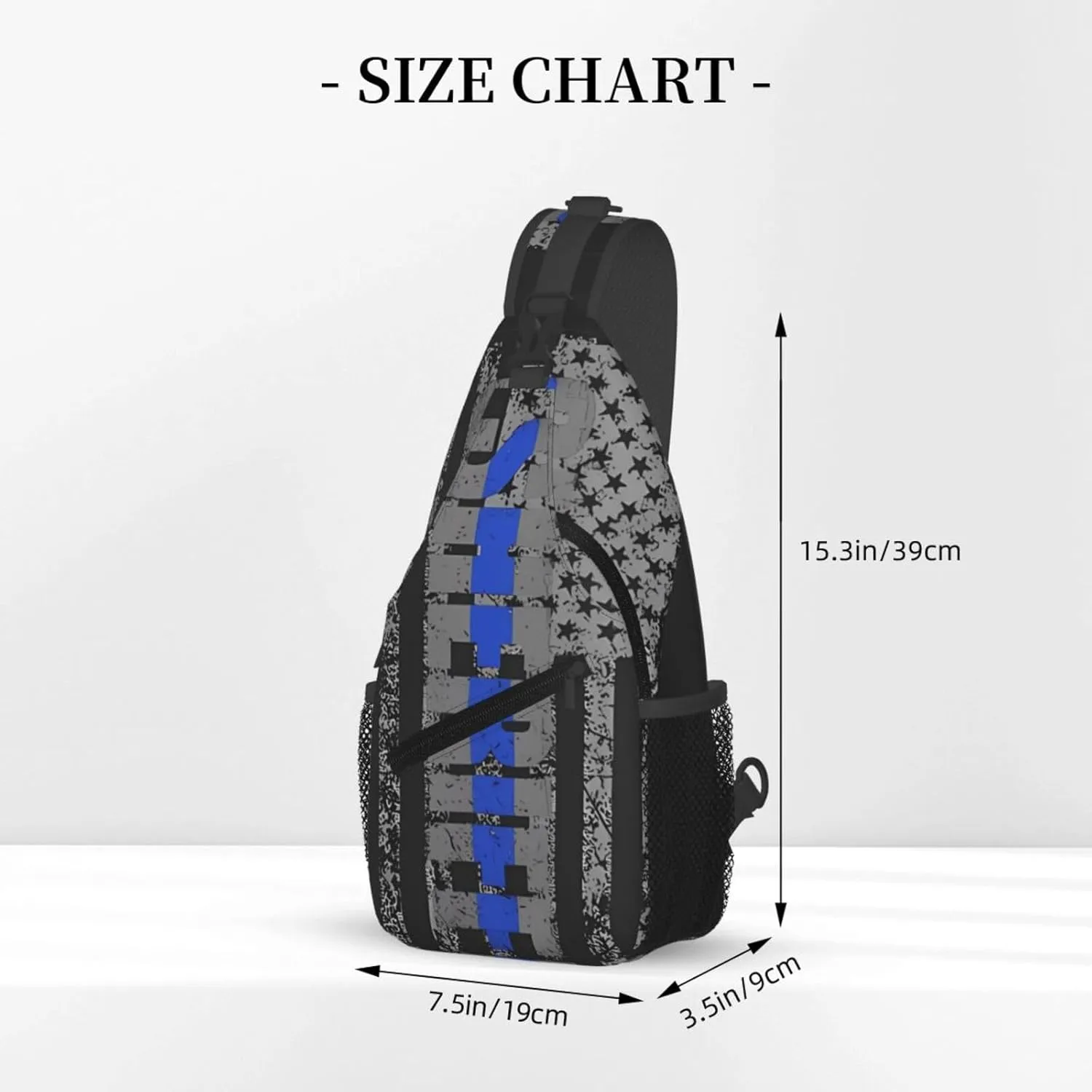 Sheriff Thin Blue Line Ation Flag Crossbody Backpack Dachshunds Dog Chest Bag Lightweight One Strap Backpack Multipurpose Travel Hiking For Men Women