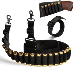 Shotgun Sling for 12 Gauge,15 Rounds Two Point Shotgun Ammo Sling with a 8 Rounds Butt Stock and Premium QD Tactical Strap for Outdoor Hunting Activity