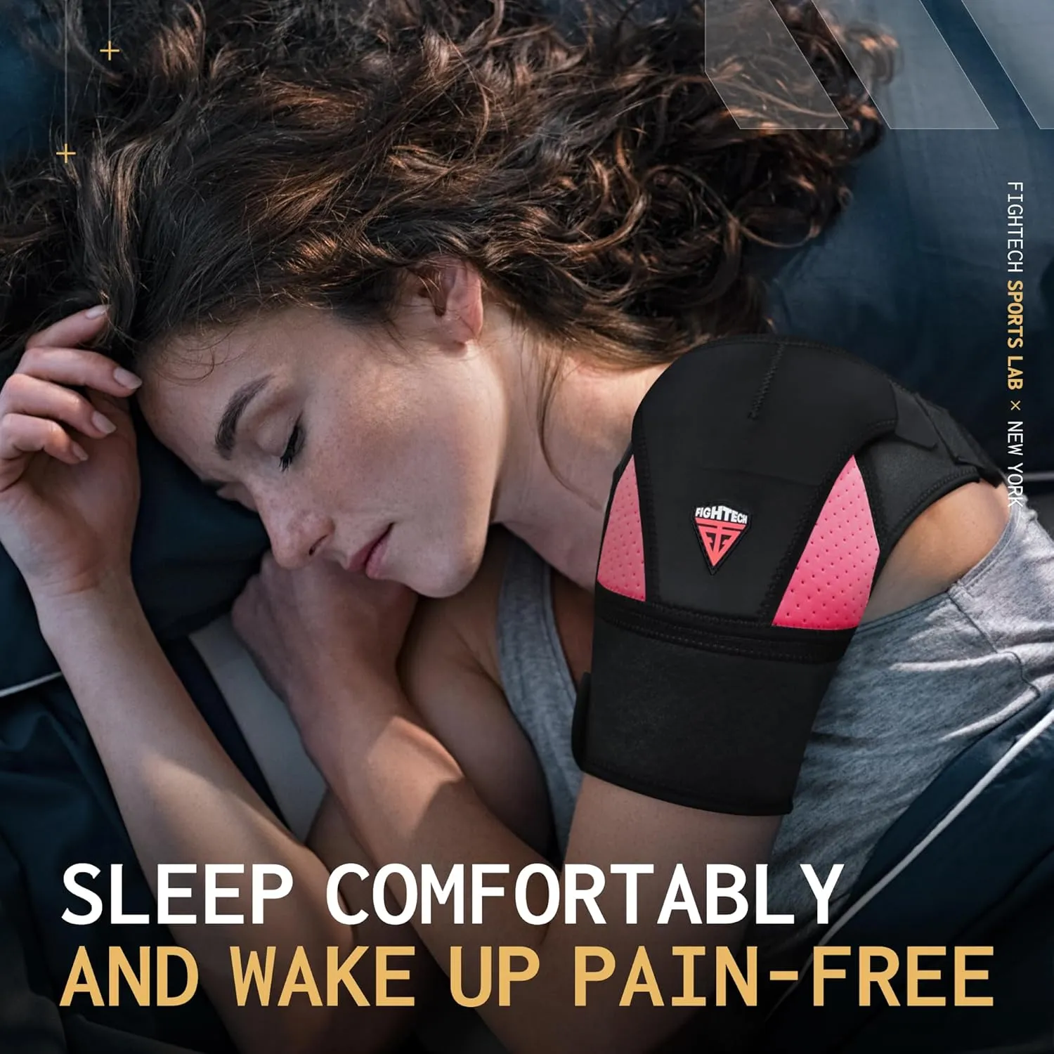 Shoulder Brace - Support & Injury Prevention Brace- Joint Pain Releaser- Shoulder Compression Wrap Strap - Adjustable Injury Accessories for Shoulders - Premium Quality Strap by FIGHTECH (Pink, S-M)