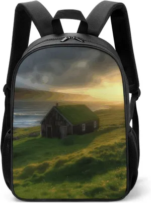 Shoulders Backpack, Hut Grass Sun Rays Print Fashionable Backpack Trendy Backpack Laptop Backpack Multi-purpose Backpack, Style