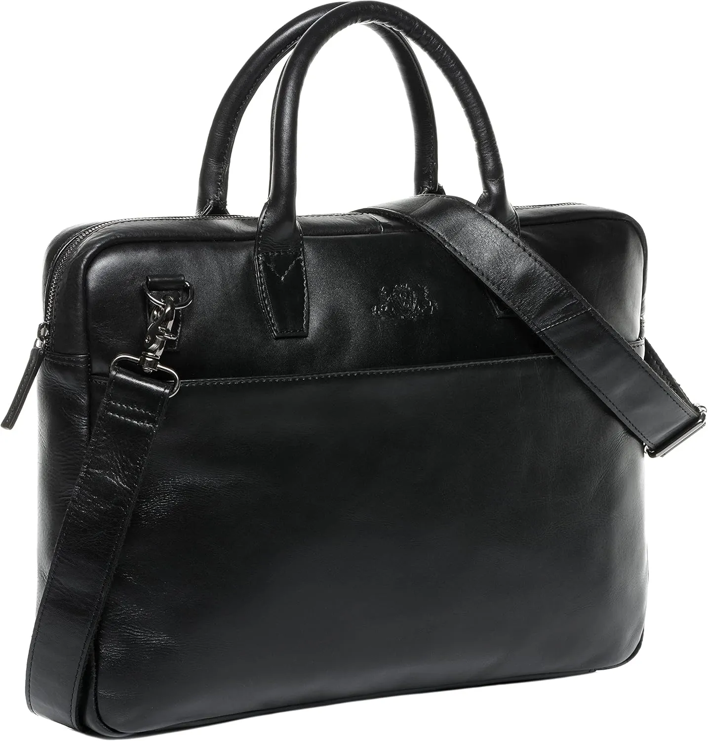 SID & VAIN laptop bag BOSTON Large business office work shoulder bag laptop case real leather portable computer briefcase