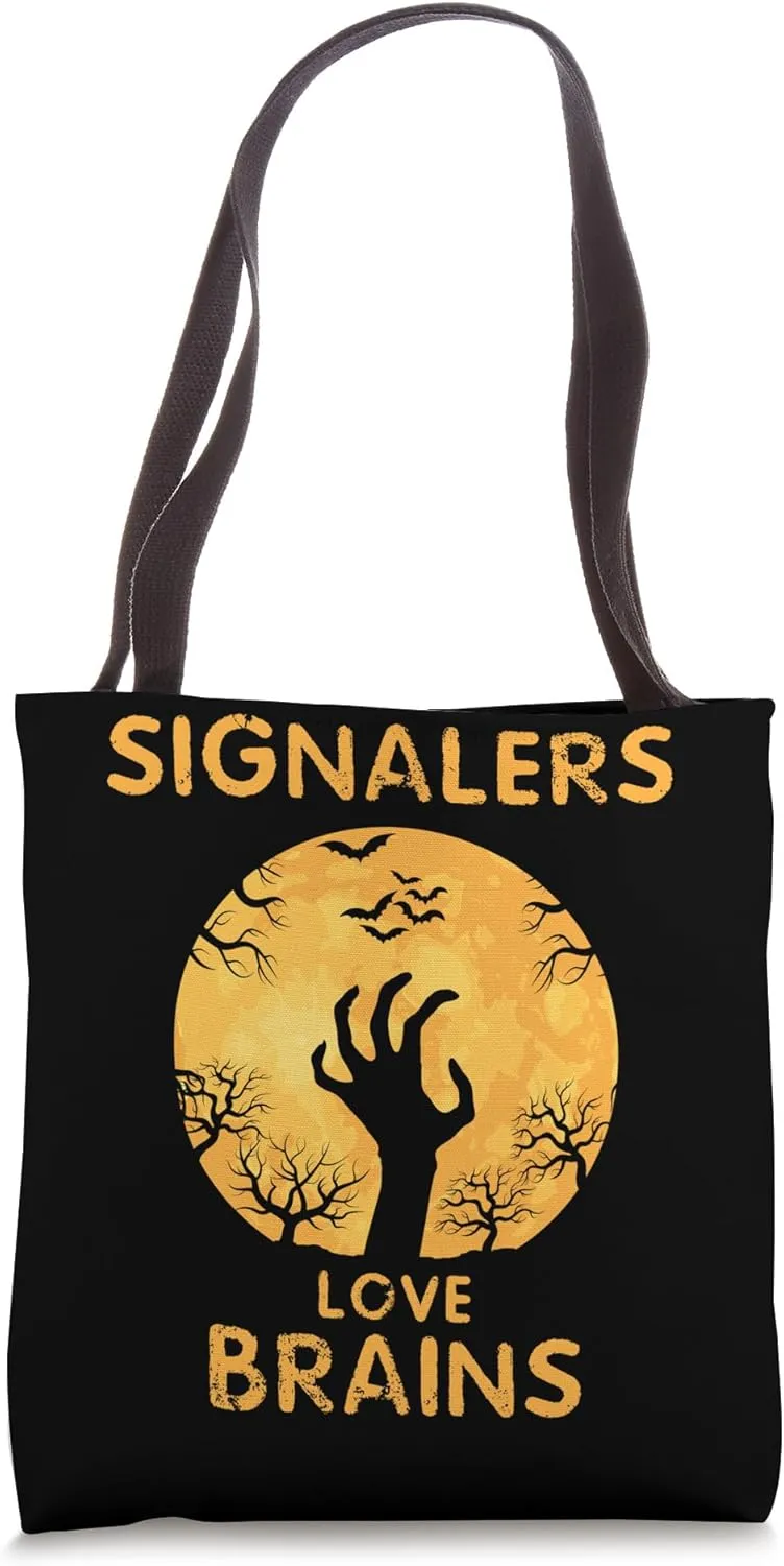 Signalers Love Brains Funny Halloween Signaler Tote Bag