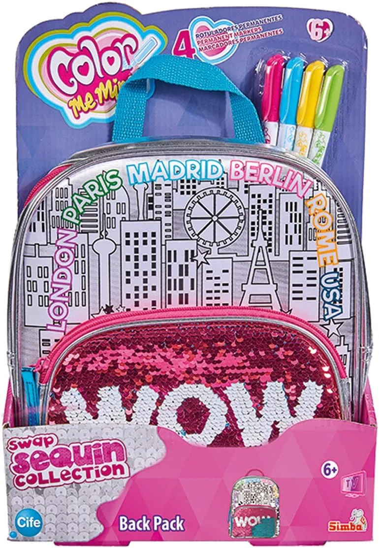 Simba 106374266 Colour Me Mine Swap Back Pack Bag for Painting/Now with Trendy Reversible Sequins