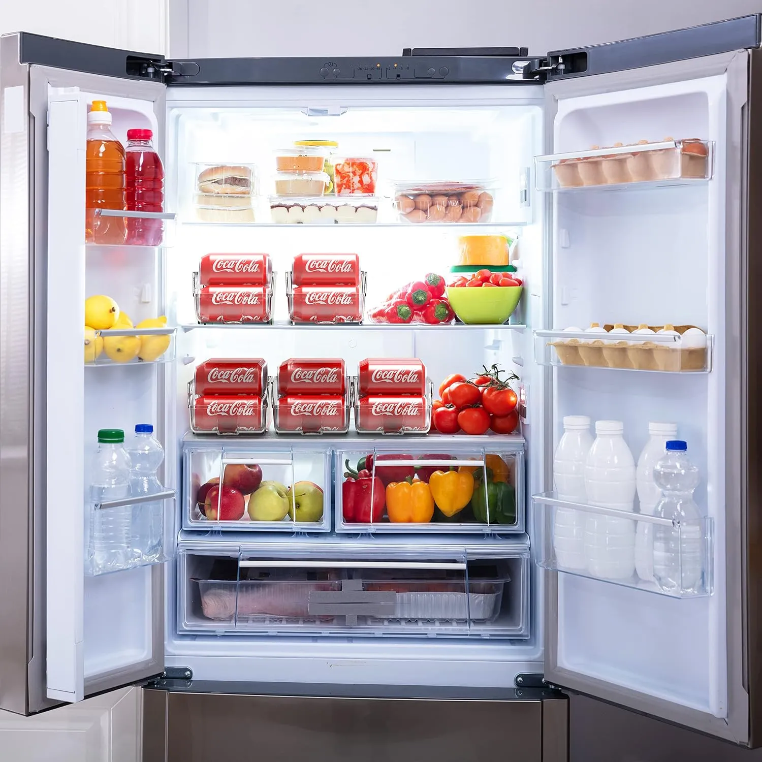 Simple Houseware Soda Can Organizer for Refrigerator/Pantry, Clear, Set of 4
