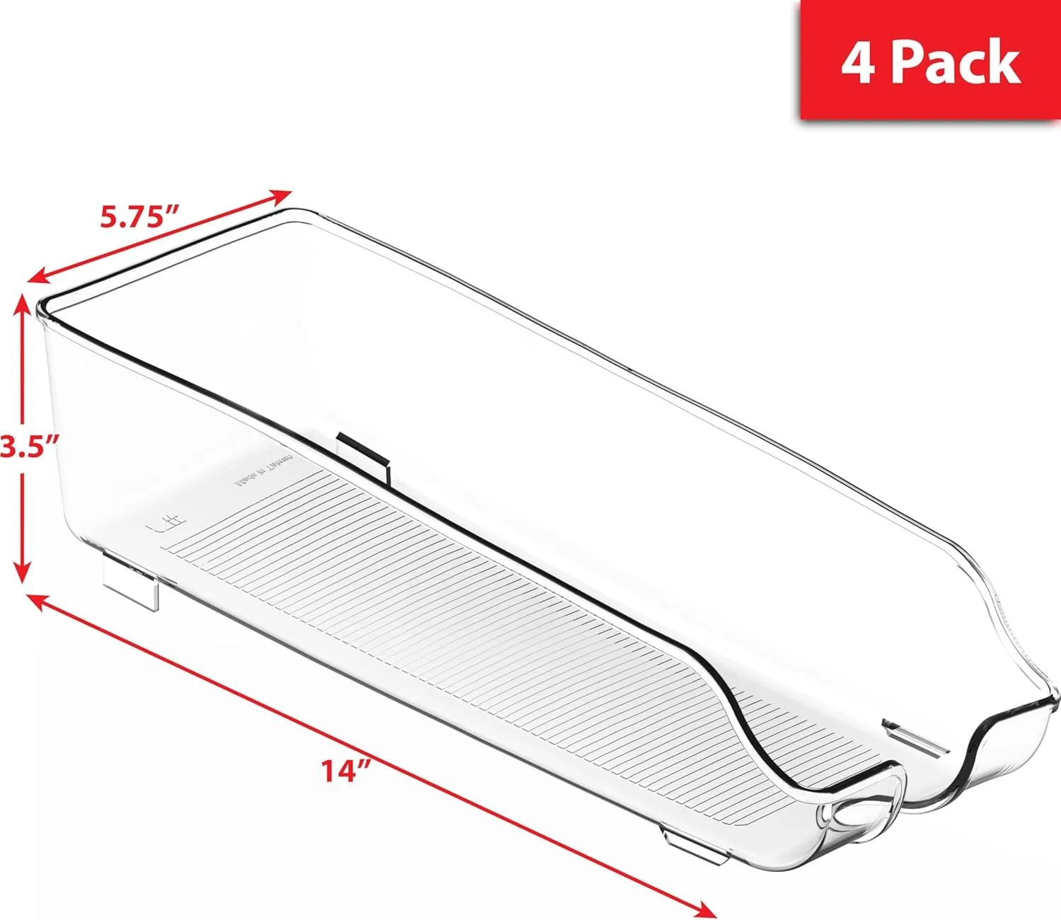 Simple Houseware Soda Can Organizer for Refrigerator/Pantry, Clear, Set of 4
