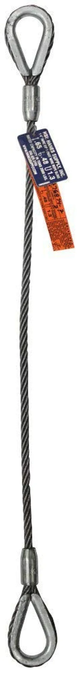 Single Leg Wire Rope Sling | 2.5 Ton Vertical Rated Capacity | Heavy Duty Thimble-to-Thimble Ends | 1/2" Dia. | 6' Length | EIPS 6x25 IWRC | Hanes Supply (HSI) Heavy Duty Rigging Cable