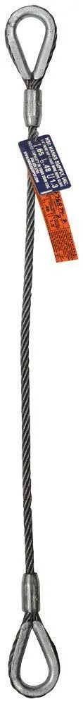 Single Leg Wire Rope Sling | 2.5 Ton Vertical Rated Capacity | Heavy Duty Thimble-to-Thimble Ends | 1/2" Dia. | 6' Length | EIPS 6x25 IWRC | Hanes Supply (HSI) Heavy Duty Rigging Cable