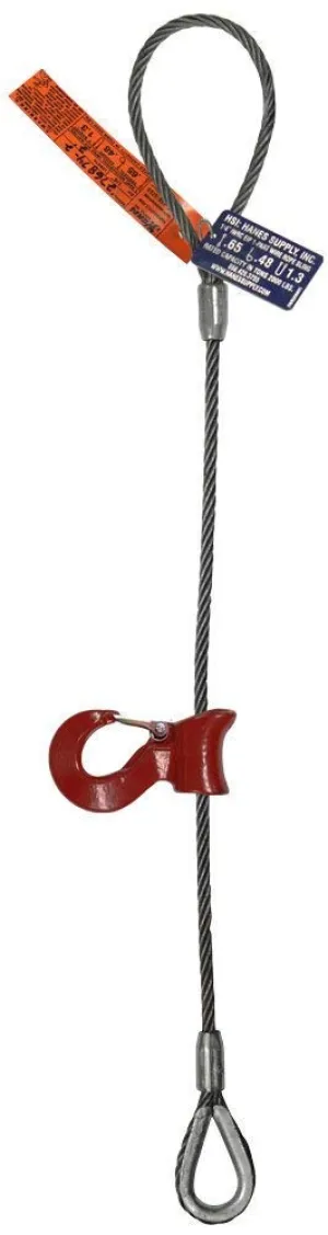 Single Leg Wire Rope Sling | 3.9 Ton Vertical Rated Capacity | Flemish Eye Loop to Heavy-Duty Thimble with Sliding Choker | 5/8" Dia. | 12' Length | EIPS 6x25 IWRC | Hanes Supply (HSI) Heavy Duty