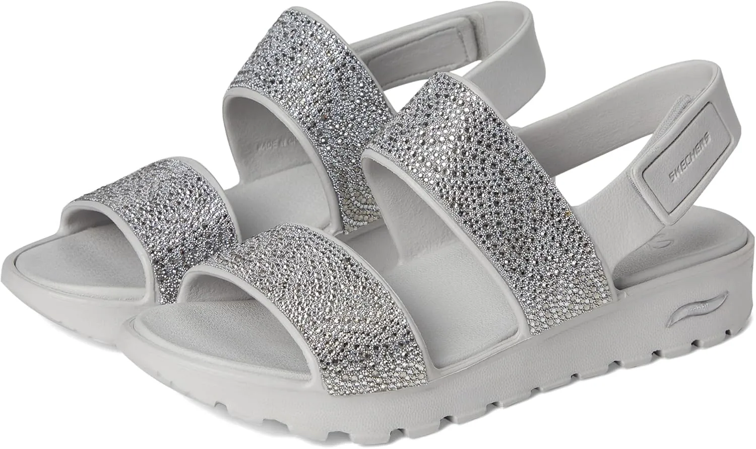 Skechers Women's Foamies Arch Fit Footsteps Double Band with Rhinestones Wedge Sandal