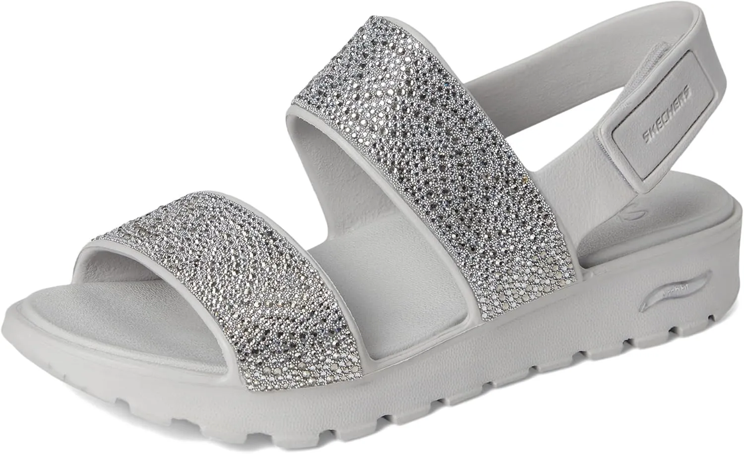 Skechers Women's Foamies Arch Fit Footsteps Double Band with Rhinestones Wedge Sandal