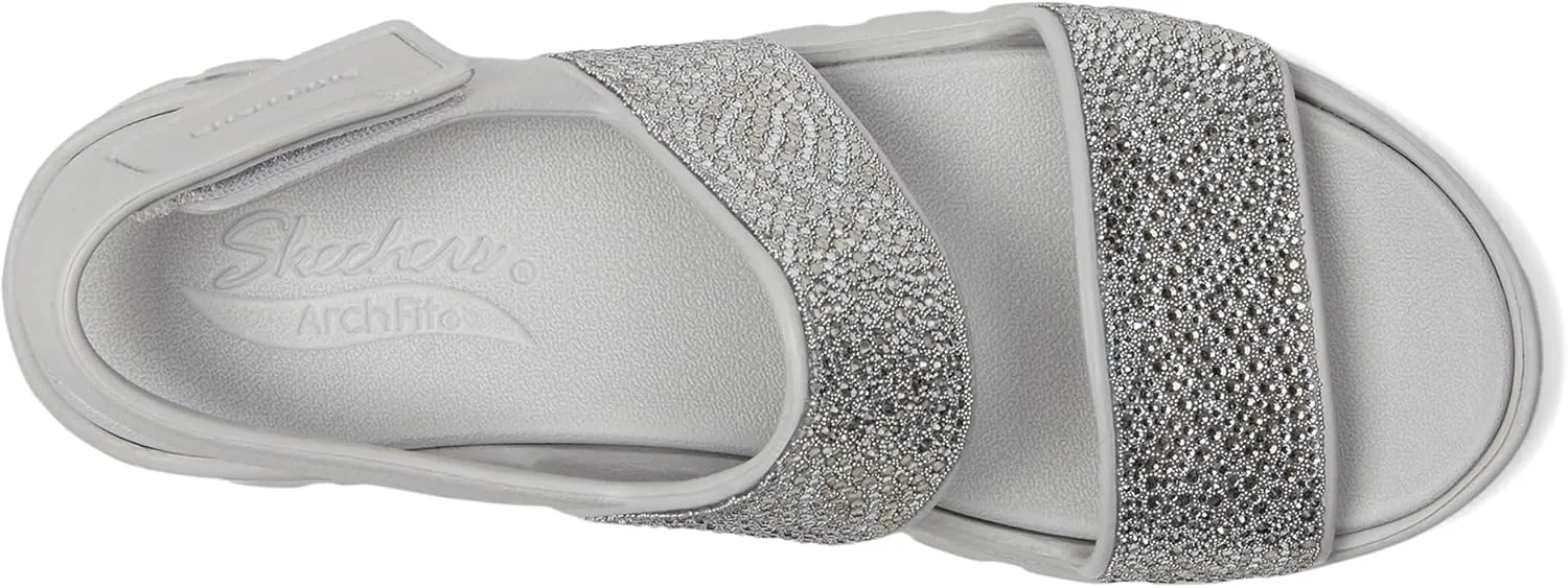Skechers Women's Foamies Arch Fit Footsteps Double Band with Rhinestones Wedge Sandal