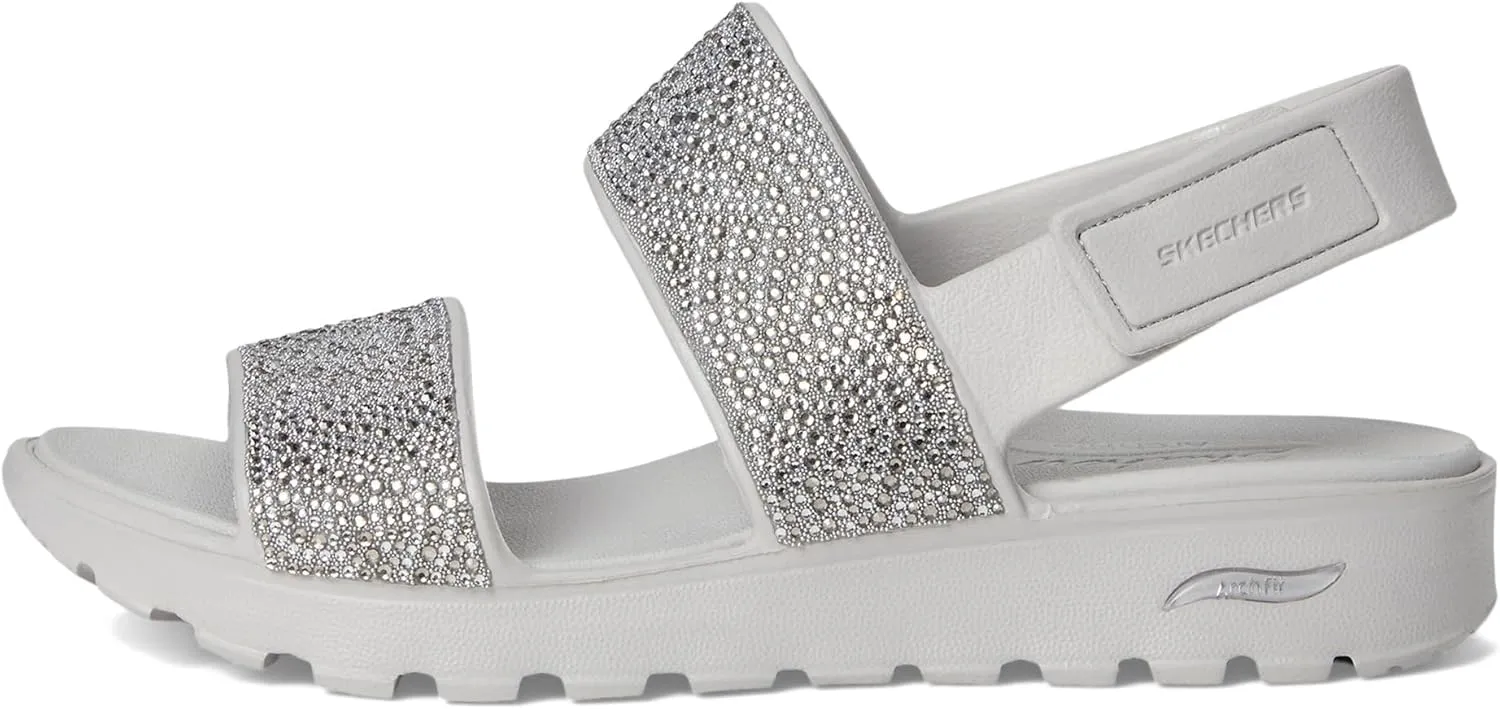Skechers Women's Foamies Arch Fit Footsteps Double Band with Rhinestones Wedge Sandal
