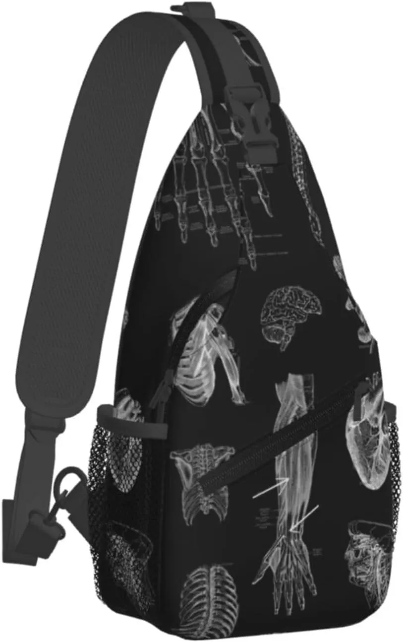 Skull Shoulder Bag Men Sling Backpack Daypack Casual Hiking Bag Cool Backpack Bag for Outdoor