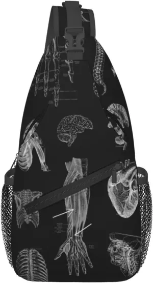 Skull Shoulder Bag Men Sling Backpack Daypack Casual Hiking Bag Cool Backpack Bag for Outdoor