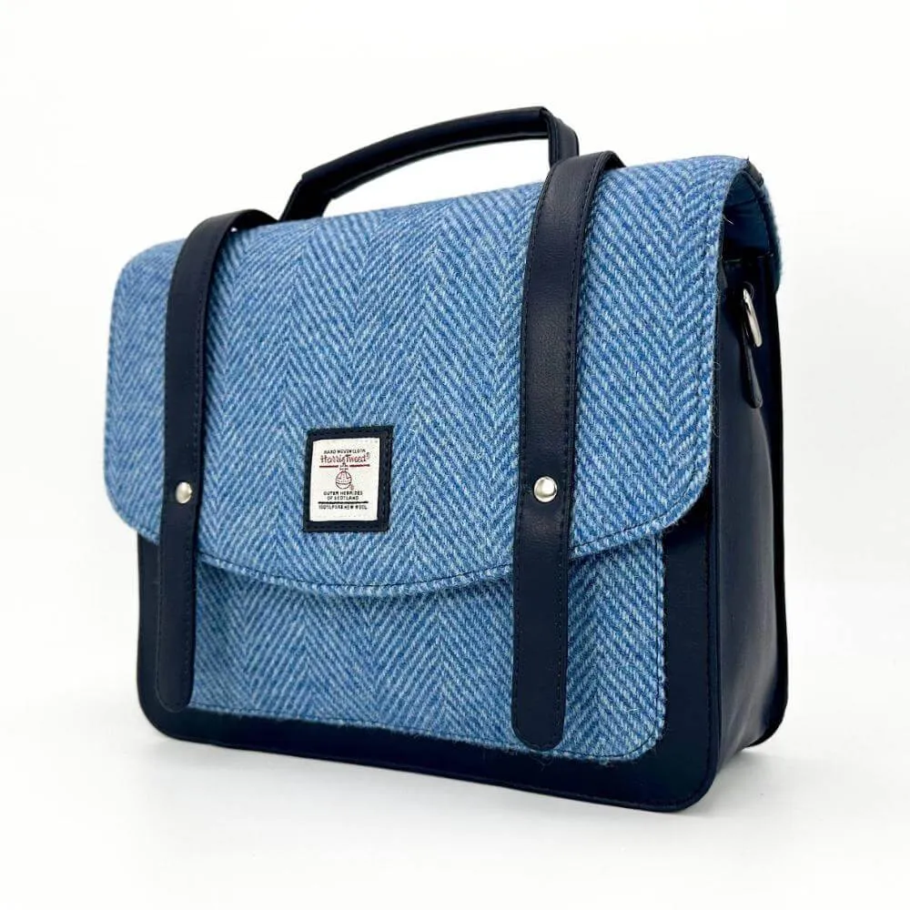 Sky Blue Harris Tweed Messenger Bag