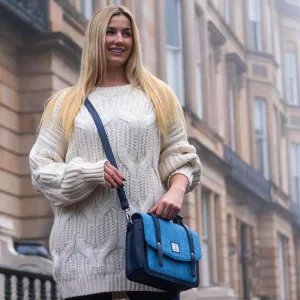 Sky Blue Harris Tweed Messenger Bag