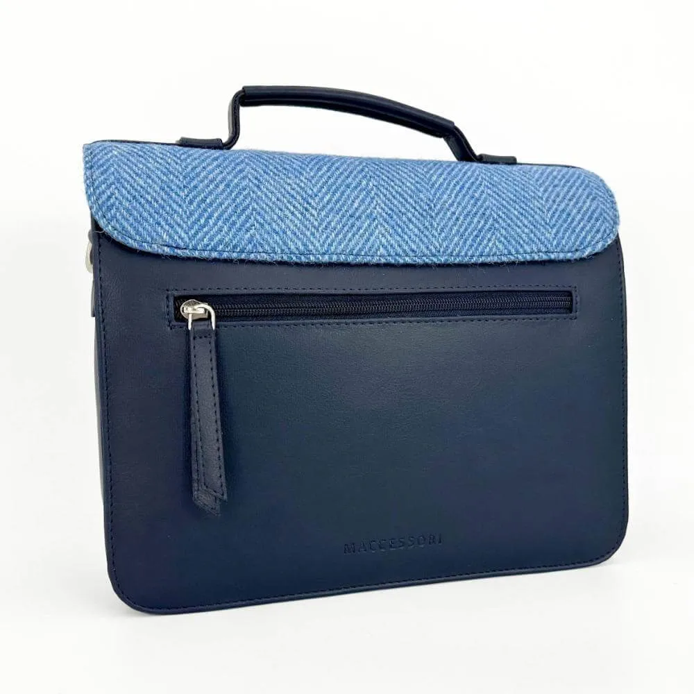 Sky Blue Harris Tweed Messenger Bag