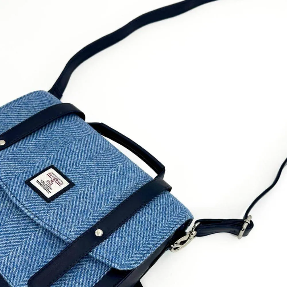 Sky Blue Harris Tweed Messenger Bag