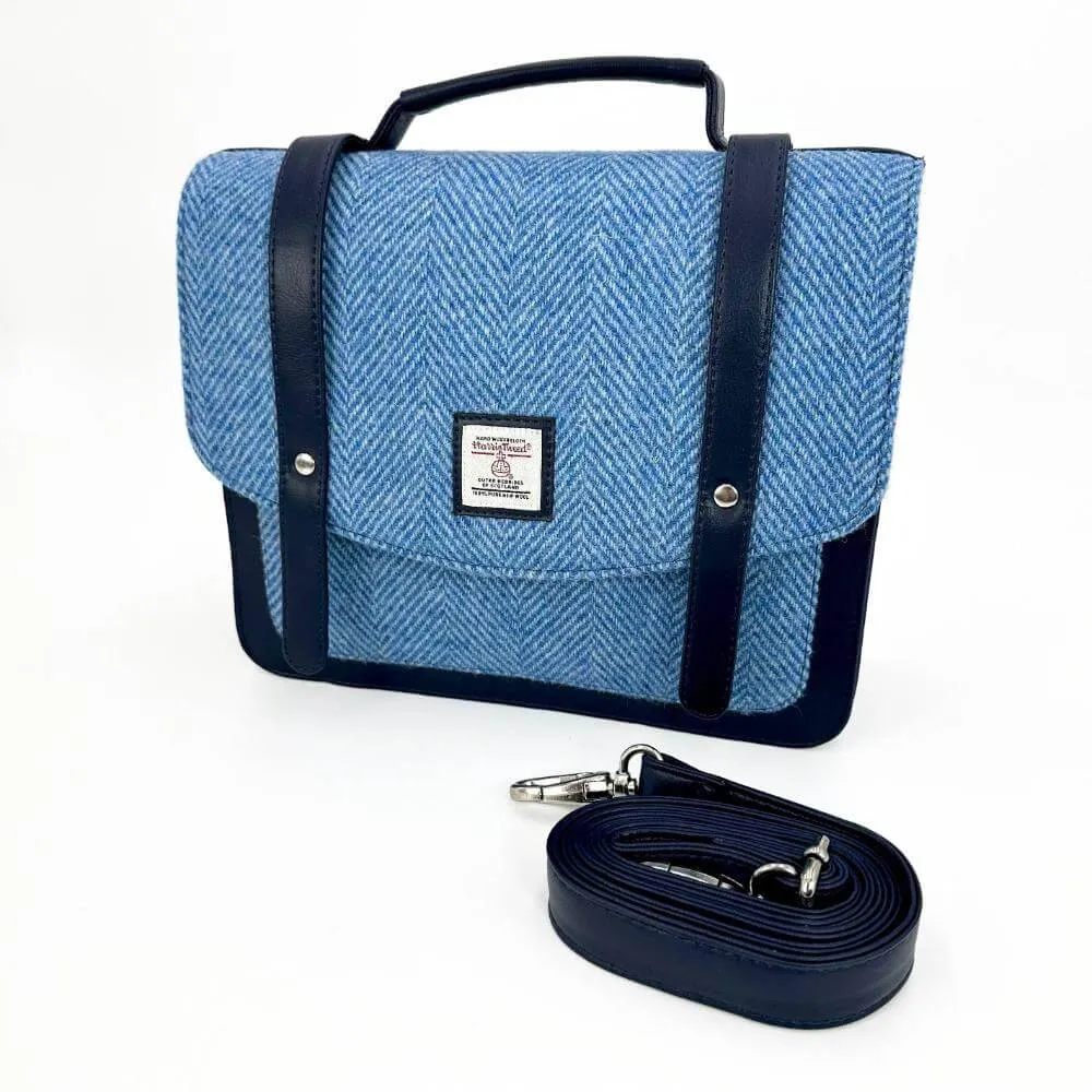 Sky Blue Harris Tweed Messenger Bag