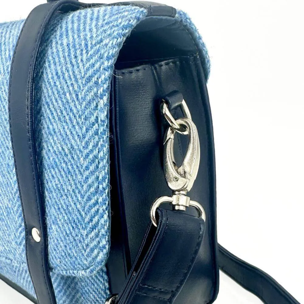 Sky Blue Harris Tweed Messenger Bag