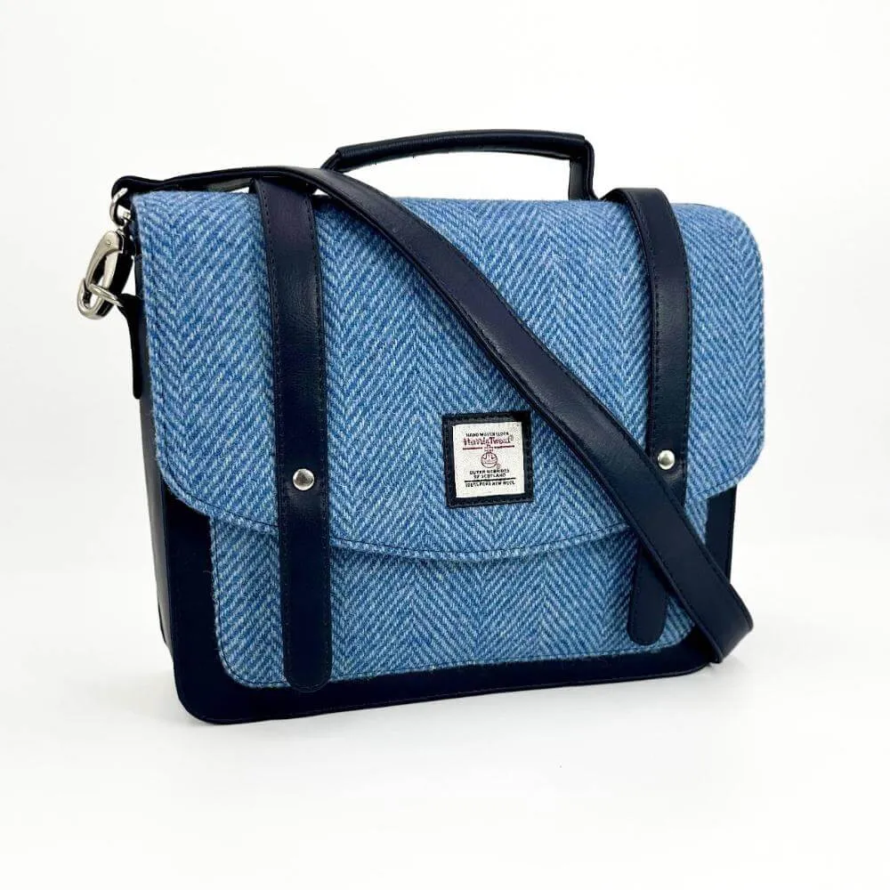 Sky Blue Harris Tweed Messenger Bag