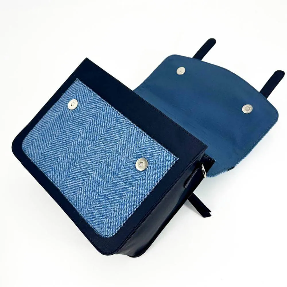 Sky Blue Harris Tweed Messenger Bag