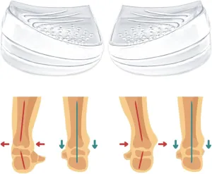 Skyfoot 3 Layers Adjustable Heel Wedge Inserts for Supination & Pronation Correction, Adhesive Medial & Lateral Heel Insoles for Bow Legs, Knee Pain, Foot Alignment (S: W 4-6.5, M 5-6.5, Crystal)