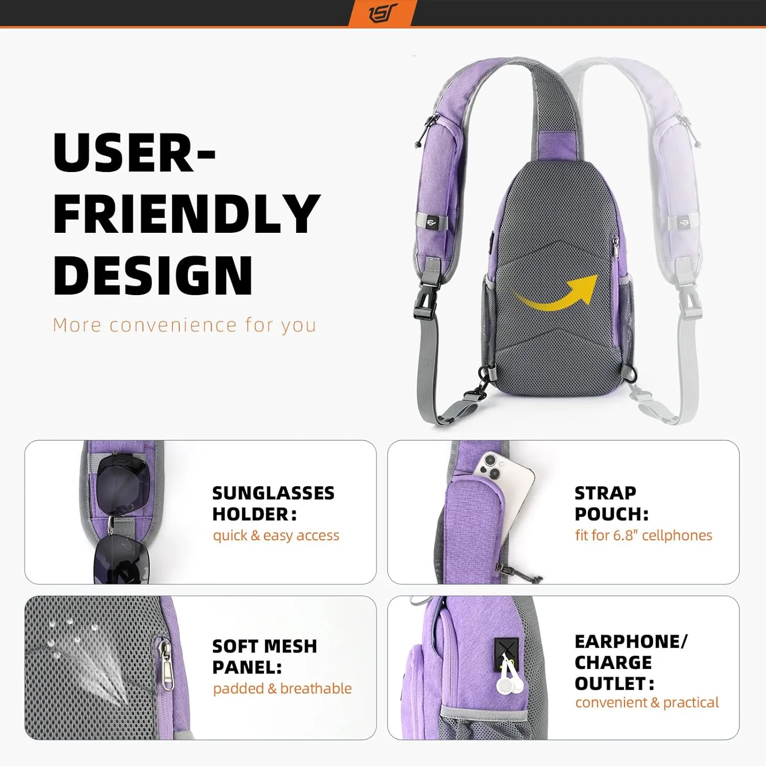 SKYSPER Sling Bag RFID Crossbody Sling Backpack Cross Body Shoulder Bag Travel Hiking Daypack for Women Men