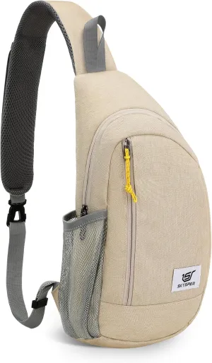 SKYSPER Sling Bag RFID Crossbody Sling Backpack Cross Body Shoulder Travel Bag Hiking Daypack for Women Men(Beige)