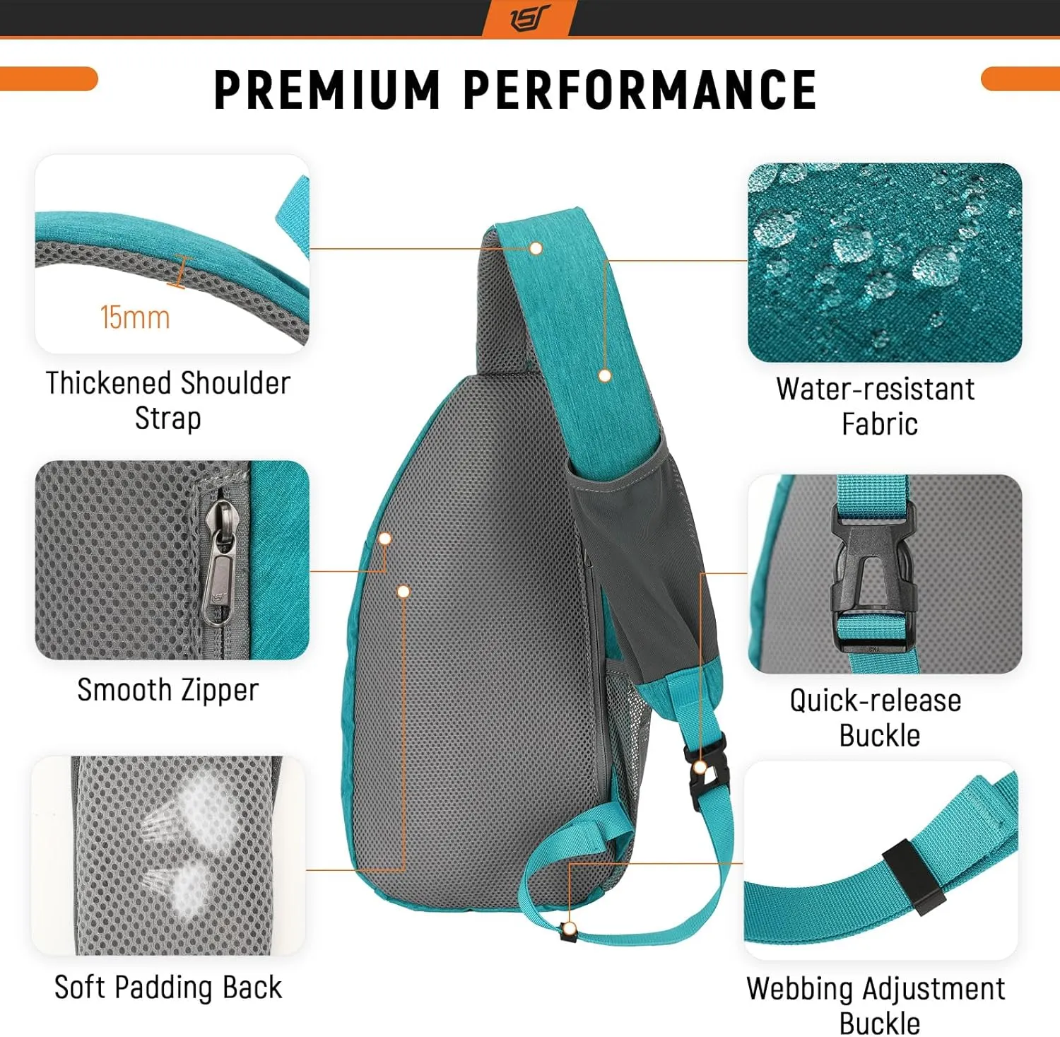 SKYSPER Sling Bag RFID Crossbody Sling Backpack Cross Body Shoulder Travel Bag Hiking Daypack for Women Men(Cyan)