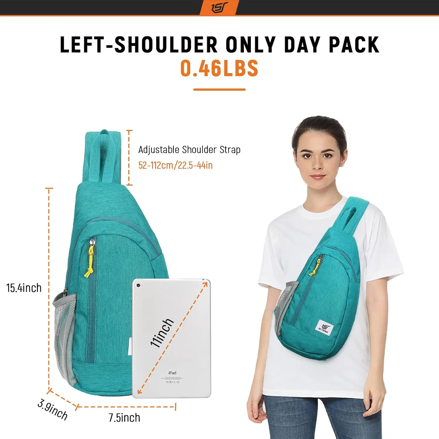 SKYSPER Sling Bag RFID Crossbody Sling Backpack Cross Body Shoulder Travel Bag Hiking Daypack for Women Men(Cyan)