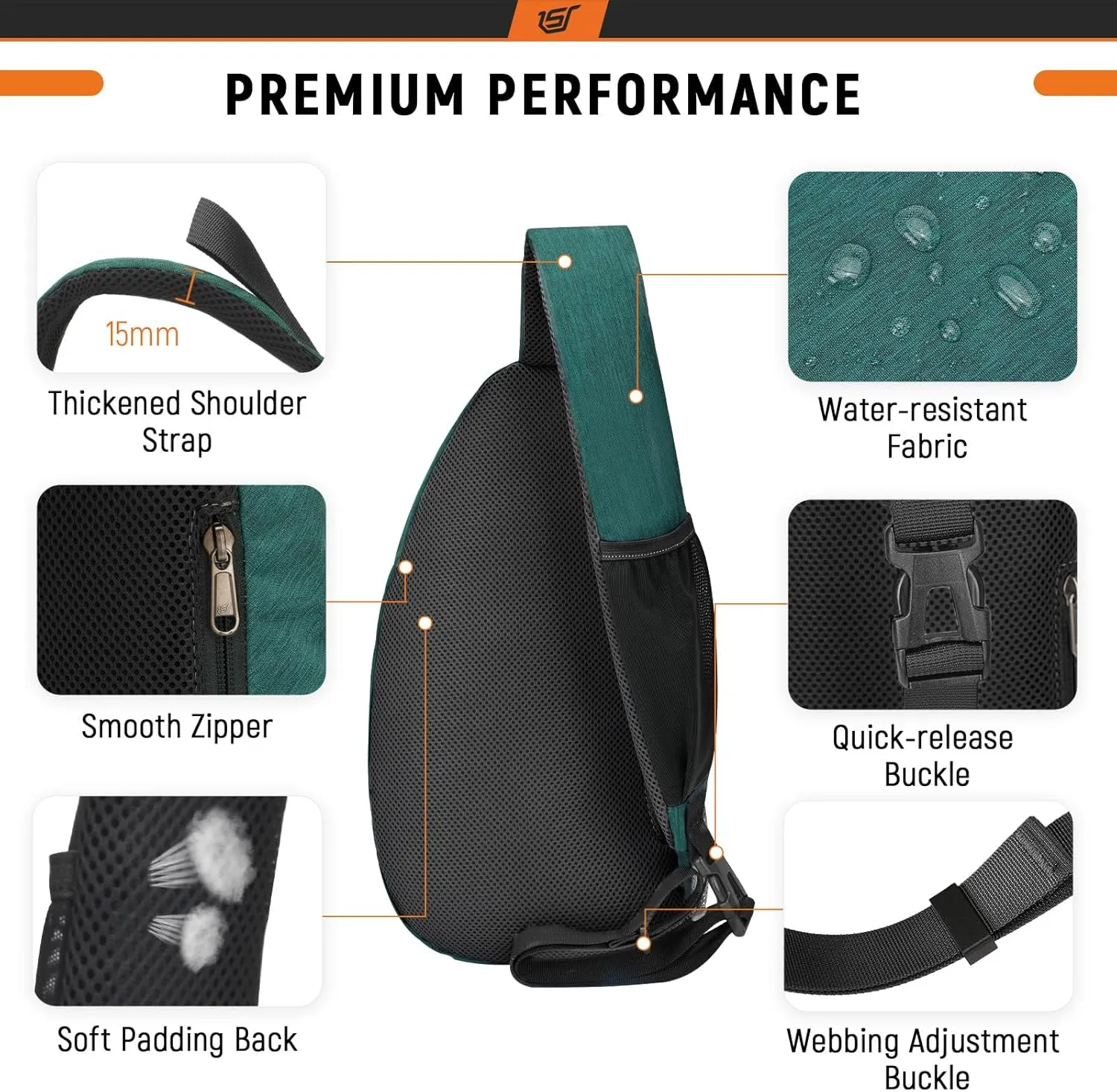 SKYSPER Sling Bag RFID Crossbody Sling Backpack Cross Body Shoulder Travel Bag Hiking Daypack for Women Men(Darkgreen)