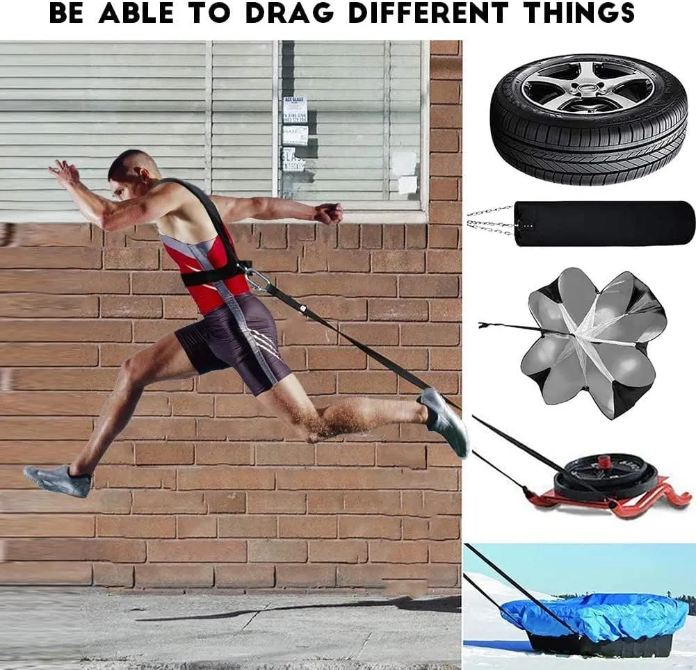 Sled Harness, Weight Speed Tire Pulling Workout Resistance and Assistance Trainer Physical Training Rope Football Exercise Equipment for Outdoor Indoor Men and Women