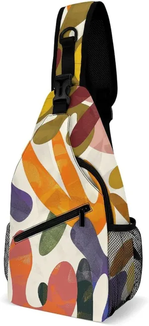 Sling Backpack Crossbody for Man Woman Funny Colorful Doodles Cross Body Adjustable Chest Bag