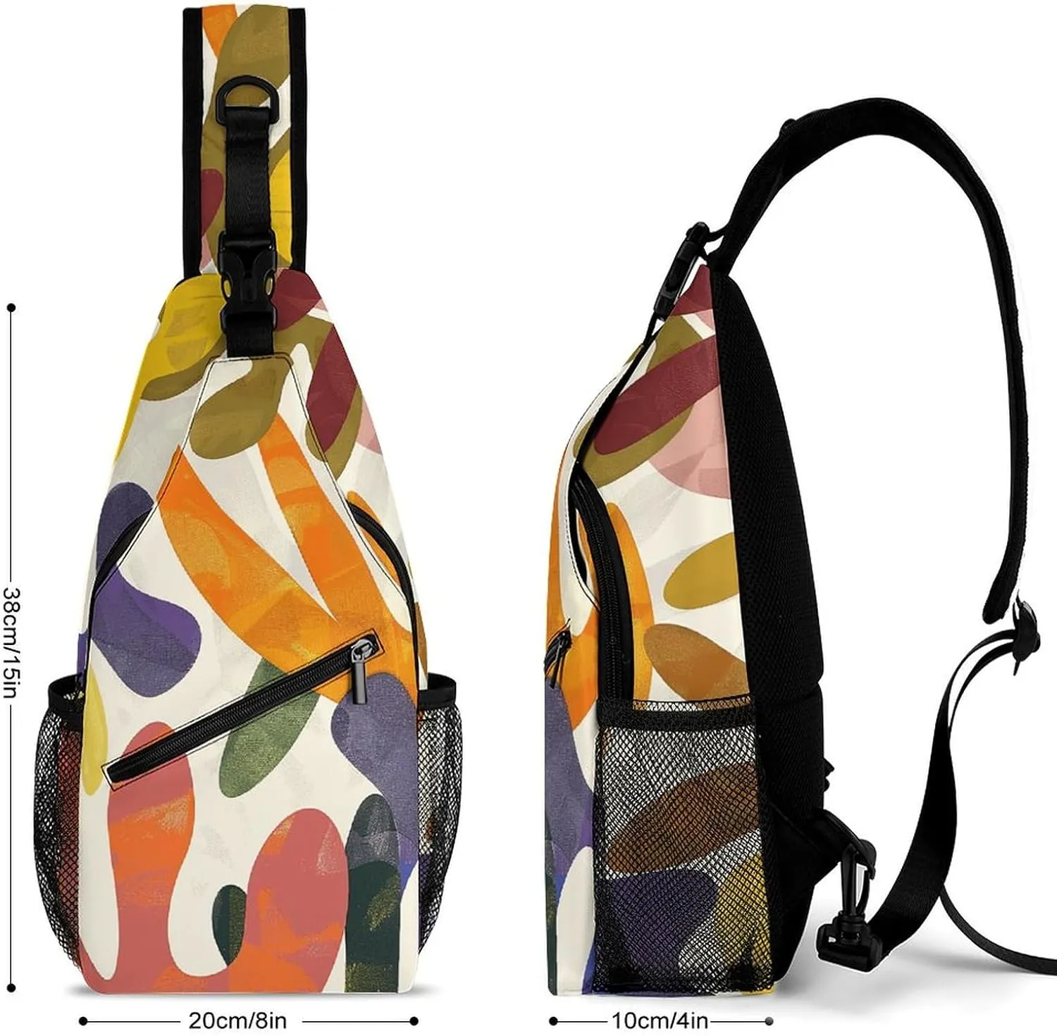 Sling Backpack Crossbody for Man Woman Funny Colorful Doodles Cross Body Adjustable Chest Bag