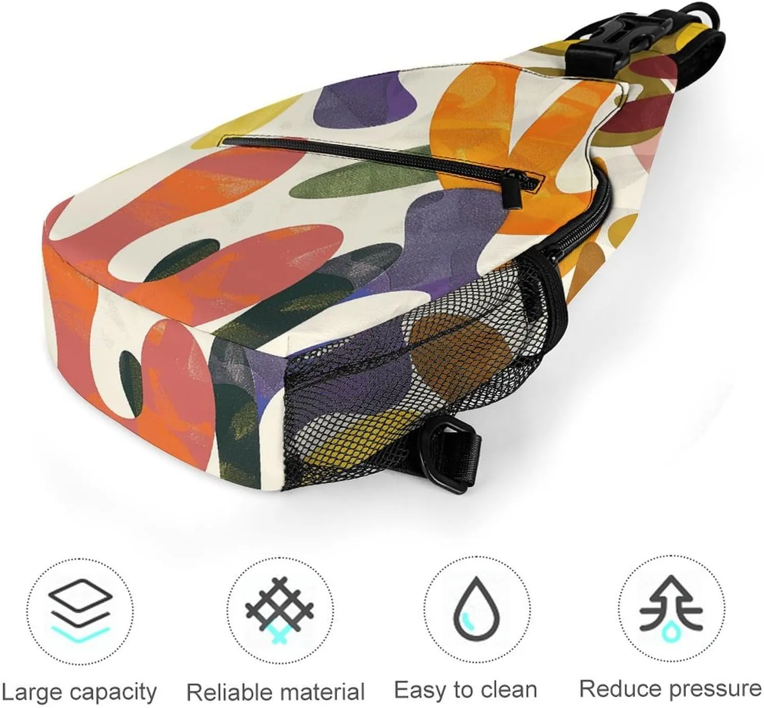 Sling Backpack Crossbody for Man Woman Funny Colorful Doodles Cross Body Adjustable Chest Bag