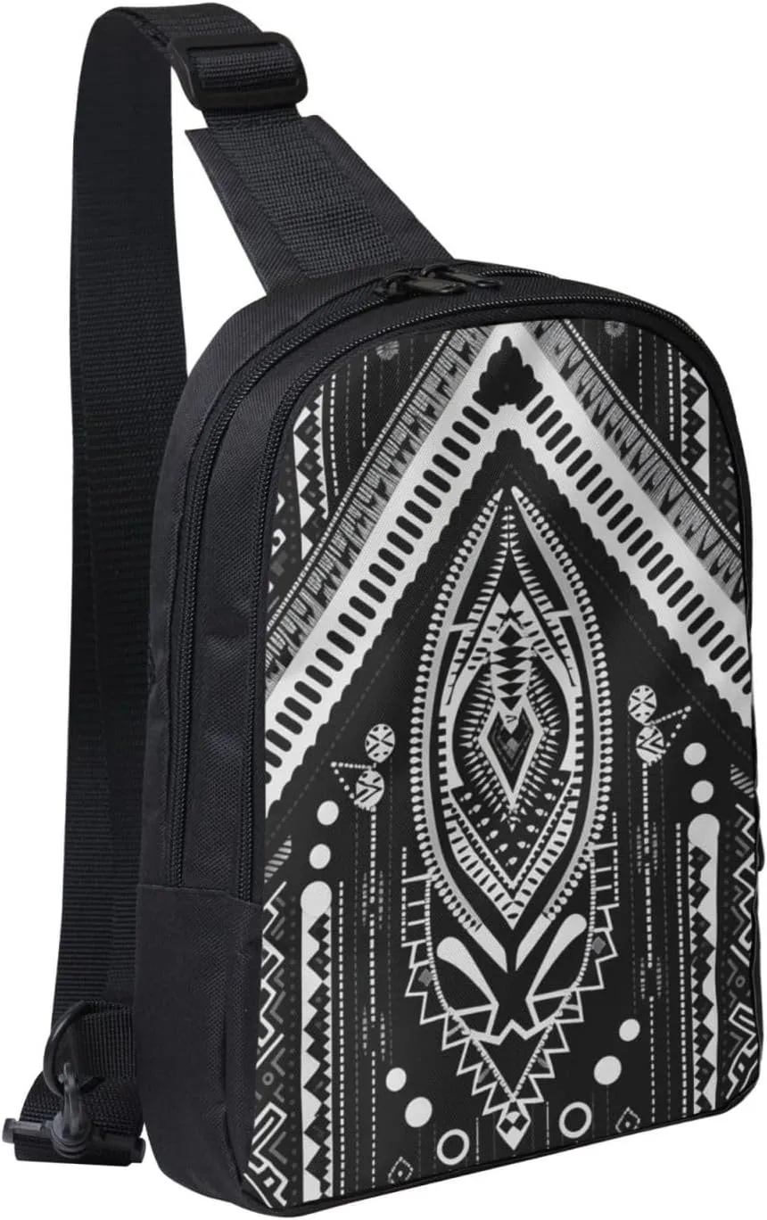 Sling Backpack Crossbody Sling Bag for Men Women Cross Chest Bag Beads and Tassel Pattern Shoulder Bag Travel Hiking Daypack
