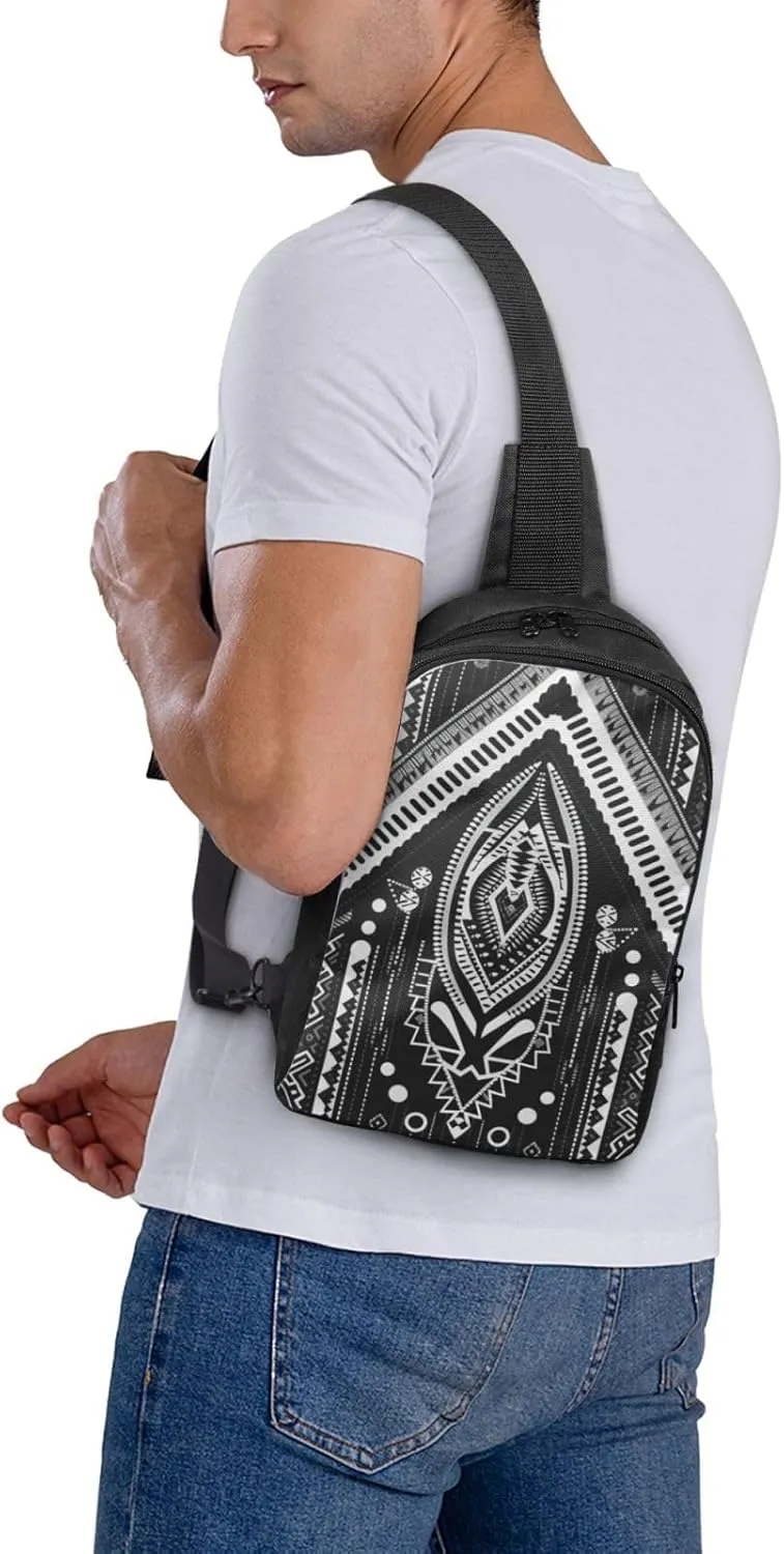 Sling Backpack Crossbody Sling Bag for Men Women Cross Chest Bag Beads and Tassel Pattern Shoulder Bag Travel Hiking Daypack