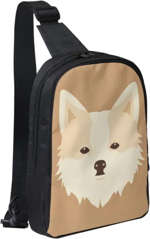 Sling Backpack Crossbody Sling Bag for Men Women Cross Chest Bag Cartoon Dog Face Shoulder Bag Travel Hiking Daypack