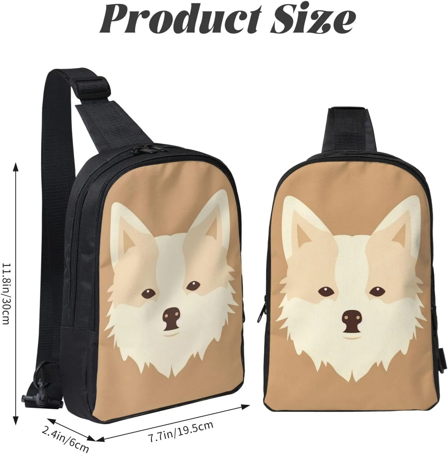 Sling Backpack Crossbody Sling Bag for Men Women Cross Chest Bag Cartoon Dog Face Shoulder Bag Travel Hiking Daypack