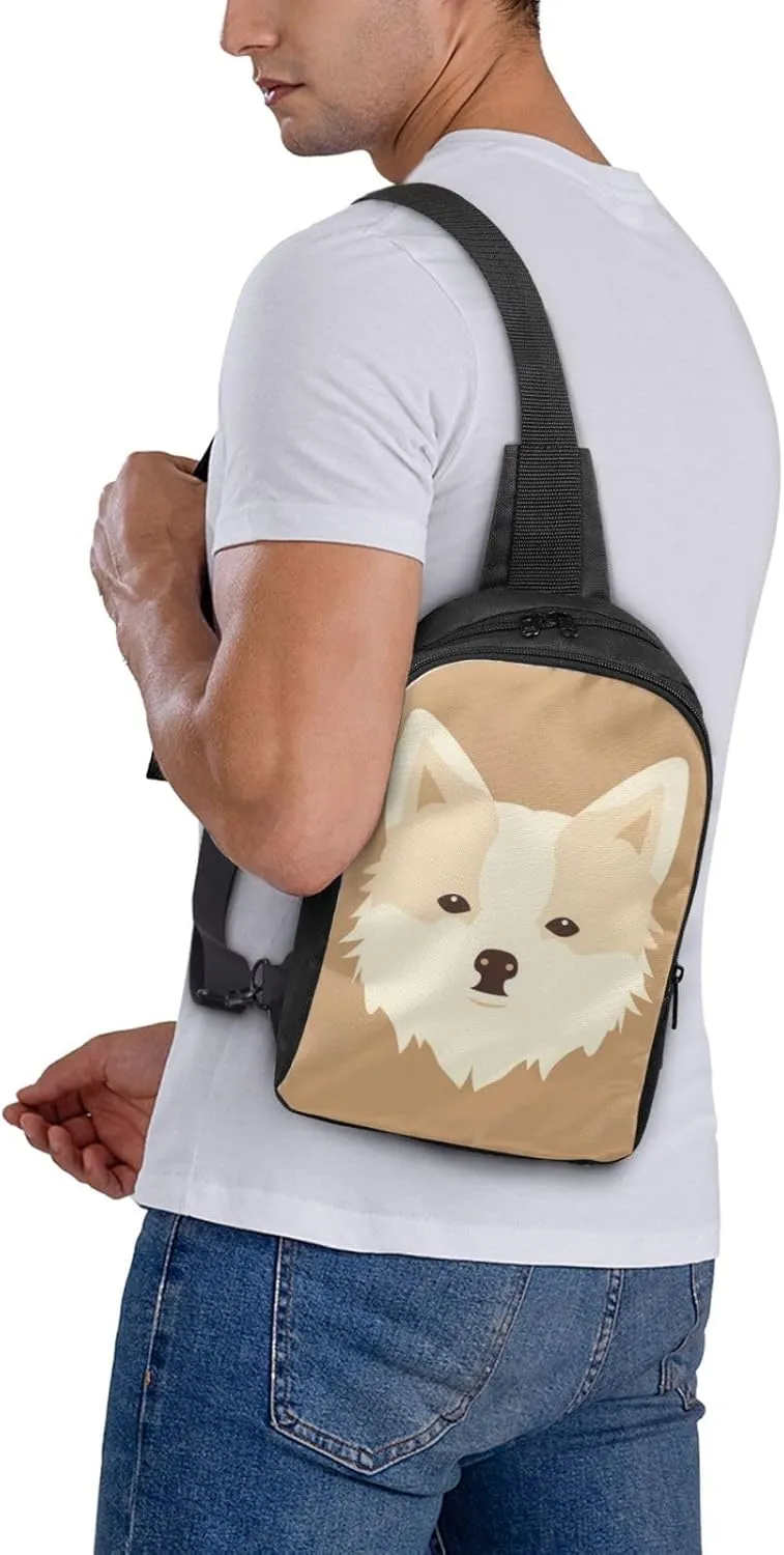 Sling Backpack Crossbody Sling Bag for Men Women Cross Chest Bag Cartoon Dog Face Shoulder Bag Travel Hiking Daypack