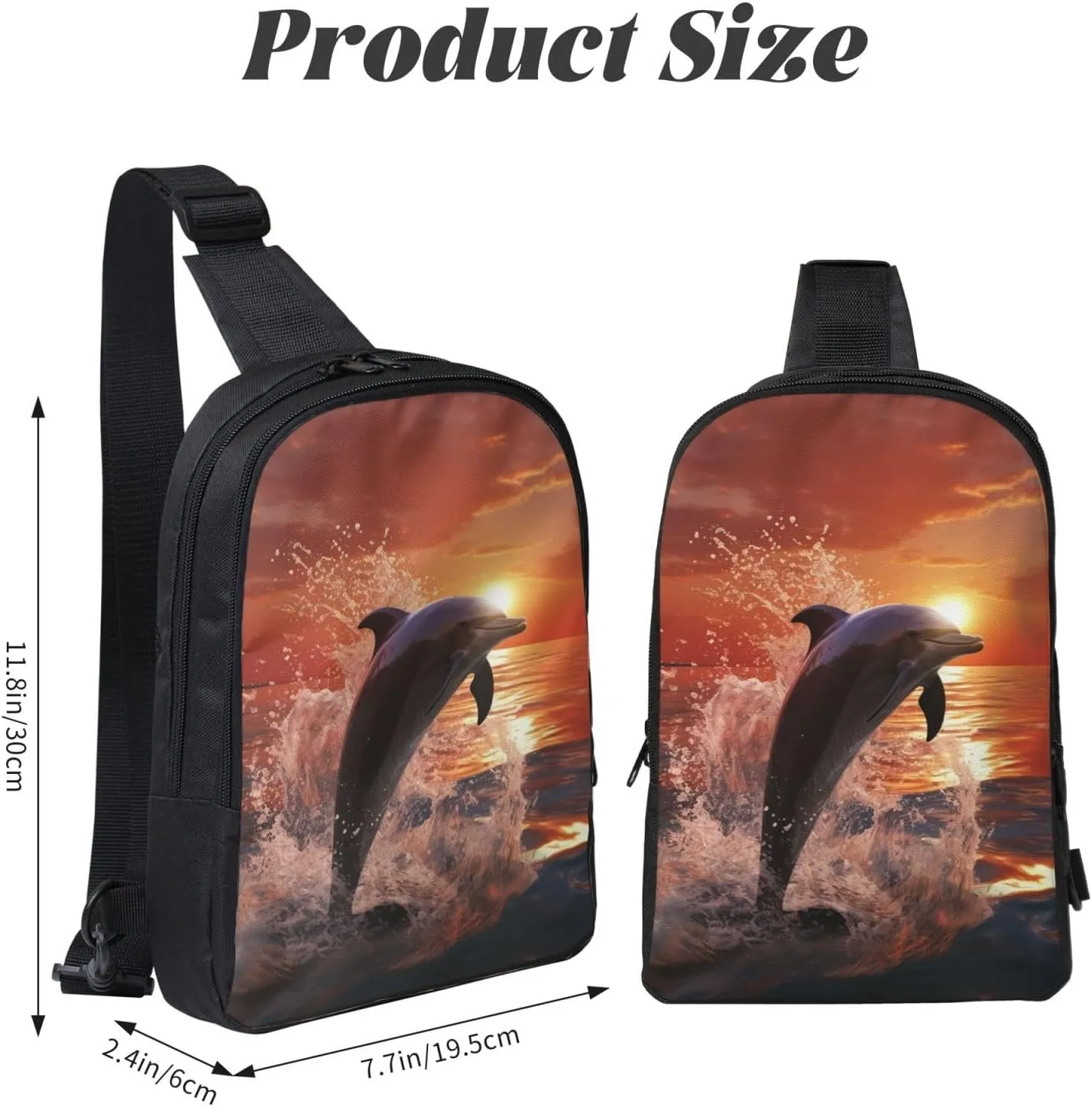 Sling Backpack Crossbody Sling Bag for Men Women Cross Chest Bag Dolphin jumping in water Shoulder Bag Travel Hiking Daypack