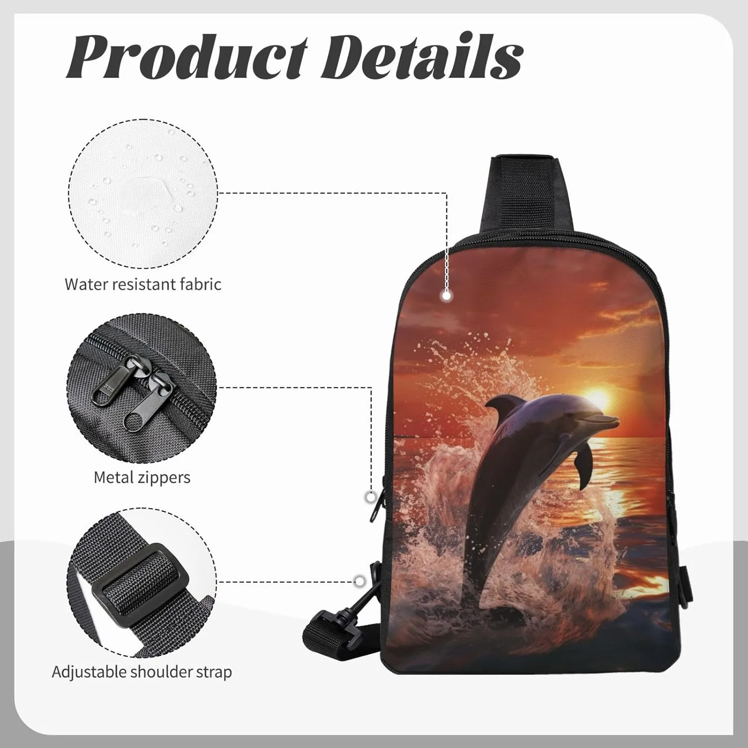 Sling Backpack Crossbody Sling Bag for Men Women Cross Chest Bag Dolphin jumping in water Shoulder Bag Travel Hiking Daypack